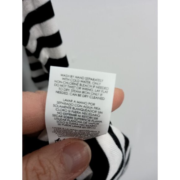 CAbi Womens Bistro Top Medium Black White Striped Jersey Casual 3/4 Sleeve #5588 - Picture 6 of 8